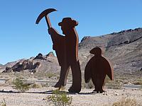 Shorty Harris and his Penguin outside Rhyolite