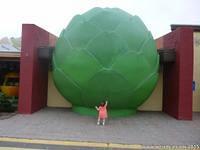 Tiffany checks out the Giant Artichoke of Castroville