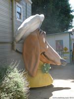 A Doggie Diner Head lives in the driveway of the Dachshund House in Berkeley